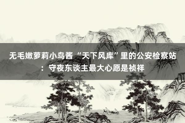 无毛嫩萝莉小鸟酱 “天下风库”里的公安检察站：守夜东谈主最大心愿是祯祥